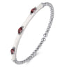 Enamel - 14K White Gold Bujukan Garnet Split Bangle with White Enamel
