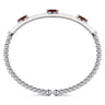 Enamel - 14K White Gold Bujukan Garnet Split Bangle with White Enamel