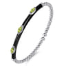 Enamel - 14K White Gold Bujukan Peridot Split Bangle with Black Enamel