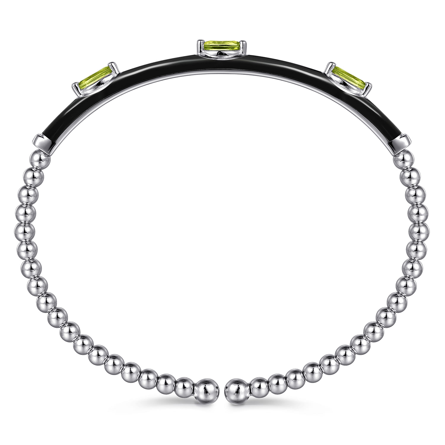 Enamel - 14K White Gold Bujukan Peridot Split Bangle with Black Enamel - Shot 3