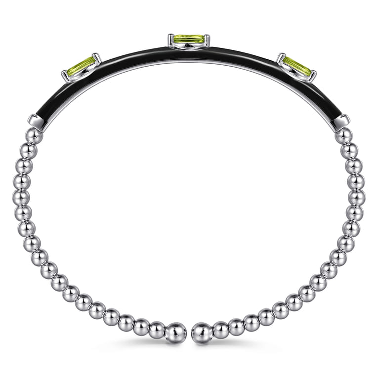 Enamel - 14K White Gold Bujukan Peridot Split Bangle with Black Enamel - Shot 3