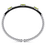 Enamel - 14K White Gold Bujukan Peridot Split Bangle with Black Enamel