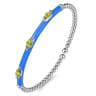Enamel - 14K White Gold Bujukan Peridot Split Bangle with Blue Enamel