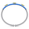 Enamel - 14K White Gold Bujukan Peridot Split Bangle with Blue Enamel