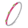 Enamel - 14K White Gold Bujukan Peridot Split Bangle with Fuchsia Enamel