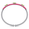 Enamel - 14K White Gold Bujukan Peridot Split Bangle with Fuchsia Enamel