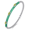 Enamel - 14K White Gold Bujukan Peridot Split Bangle with Mint Green Enamel