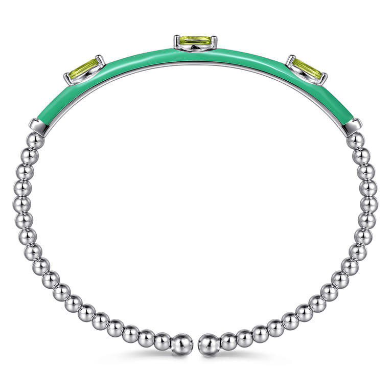 Enamel - 14K White Gold Bujukan Peridot Split Bangle with Mint Green Enamel - Shot 3