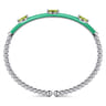 Enamel - 14K White Gold Bujukan Peridot Split Bangle with Mint Green Enamel