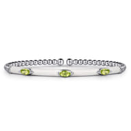 Enamel - 14K White Gold Bujukan Peridot Split Bangle with White Enamel
