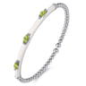Enamel - 14K White Gold Bujukan Peridot Split Bangle with White Enamel