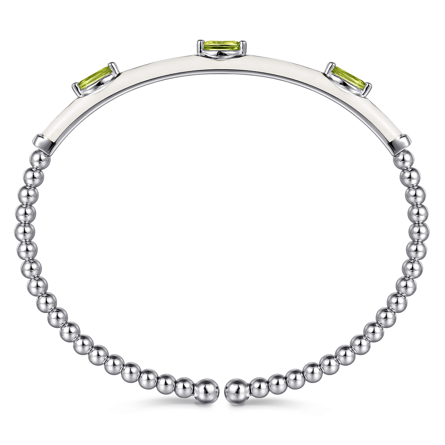 Enamel - 14K White Gold Bujukan Peridot Split Bangle with White Enamel - Shot 3