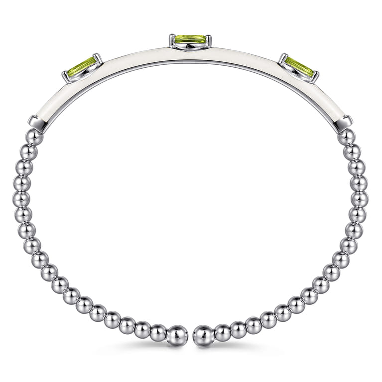 Enamel - 14K White Gold Bujukan Peridot Split Bangle with White Enamel - Shot 3
