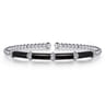 Enamel - 14K White Gold Bujukan and Bar Split Bangle with Black Enamel