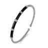 Enamel - 14K White Gold Bujukan and Bar Split Bangle with Black Enamel