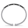 Enamel - 14K White Gold Bujukan and Bar Split Bangle with Black Enamel