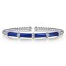 Enamel - 14K White Gold Bujukan and Bar Split Bangle with Chrome Blue Enamel
