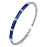 Enamel - 14K White Gold Bujukan and Bar Split Bangle with Chrome Blue Enamel