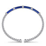 Enamel - 14K White Gold Bujukan and Bar Split Bangle with Chrome Blue Enamel