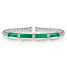 Enamel - 14K White Gold Bujukan and Bar Split Bangle with Chrome Green Enamel