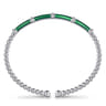 Enamel - 14K White Gold Bujukan and Bar Split Bangle with Chrome Green Enamel