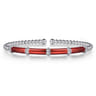 Enamel - 14K White Gold Bujukan and Bar Split Bangle with Chrome Red Enamel