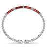 Enamel - 14K White Gold Bujukan and Bar Split Bangle with Chrome Red Enamel