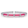 Enamel - 14K White Gold Bujukan and Bar Split Bangle with Fuchsia Enamel