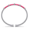 Enamel - 14K White Gold Bujukan and Bar Split Bangle with Fuchsia Enamel