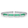 Enamel - 14K White Gold Bujukan and Bar Split Bangle with Mint Green Enamel