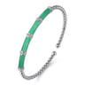Enamel - 14K White Gold Bujukan and Bar Split Bangle with Mint Green Enamel