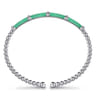 Enamel - 14K White Gold Bujukan and Bar Split Bangle with Mint Green Enamel
