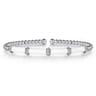 Enamel - 14K White Gold Bujukan and Bar Split Bangle with White Enamel