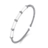 Enamel - 14K White Gold Bujukan and Bar Split Bangle with White Enamel