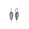 Enamel - 14K White Gold Diamond Drop Earrings with Black Enamel - 0.14 ct