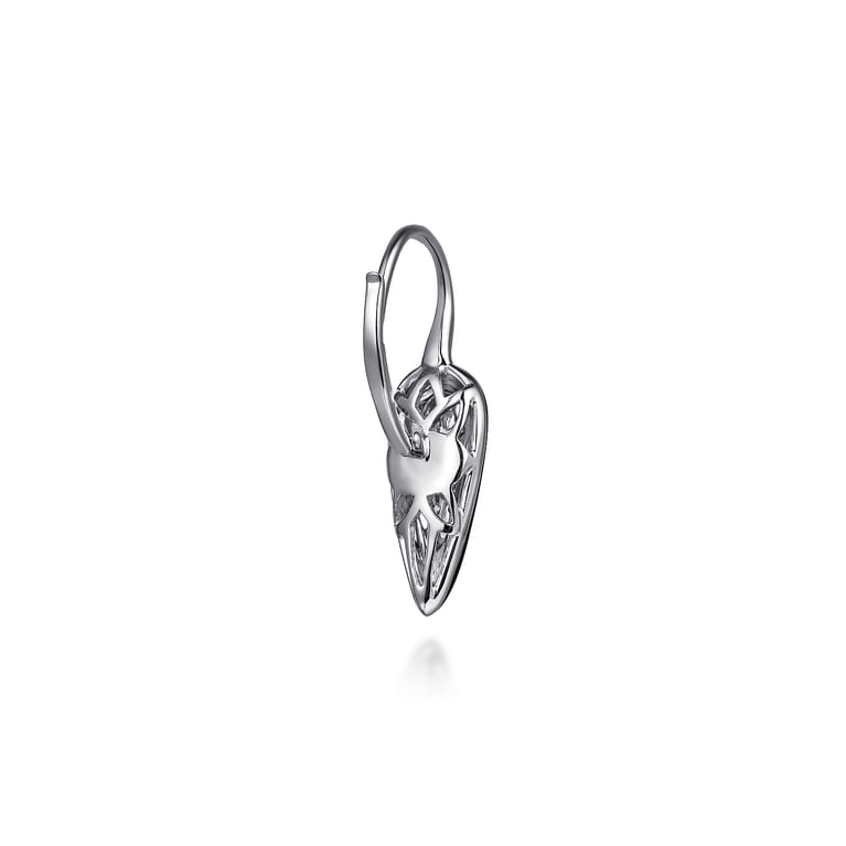 Enamel - 14K White Gold Diamond Drop Earrings with Black Enamel - 0.14 ct - Shot 2