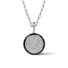Enamel - 14K White Gold Diamond Medallion With Detachable Bail with Black Enamel - 1.5 ct