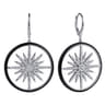 Enamel - 14K White Gold Diamond Spike Huggie Drop Earrings with Black Enamel - 1.25 ct