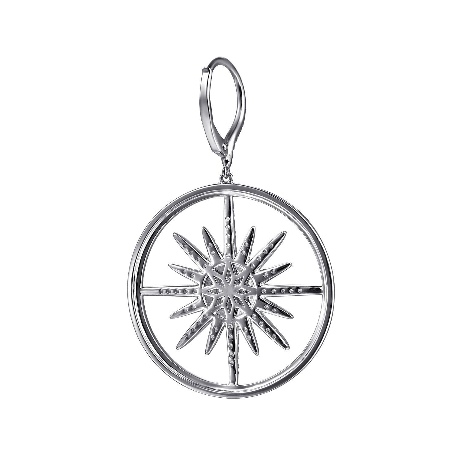 Enamel - 14K White Gold Diamond Spike Huggie Drop Earrings with Black Enamel