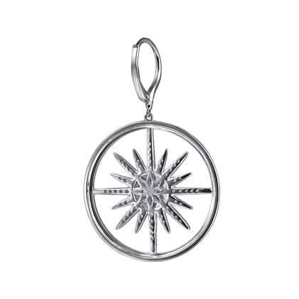 Enamel - 14K White Gold Diamond Spike Huggie Drop Earrings with Black Enamel
