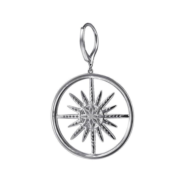 Enamel - 14K White Gold Diamond Spike Huggie Drop Earrings with Black Enamel - 1.25 ct - Shot 3