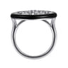 Enamel - 14K White Gold Diamond StarBurst Signet Ring with Black Enamel - 0.3 ct