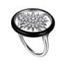 Enamel - 14K White Gold Diamond StarBurst Signet Ring with Black Enamel - 0.3 ct