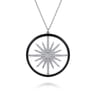 Enamel - 14K White Gold Diamond Starburst Pendant Necklace with Black Enamel - 0.8 ct