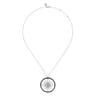 Enamel - 14K White Gold Diamond Starburst Pendant Necklace with Black Enamel - 0.8 ct