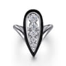 Enamel - 14K White Gold Graduating Diamond Chevron Ring with Black Enamel - 0.5 ct