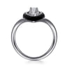 Enamel - 14K White Gold Graduating Diamond Chevron Ring with Black Enamel - 0.5 ct