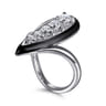 Enamel - 14K White Gold Graduating Diamond Chevron Ring with Black Enamel - 0.5 ct