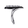 Enamel - 14K White Gold Graduating Diamond Chevron Ring with Black Enamel - 0.5 ct