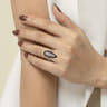 Enamel - 14K White Gold Graduating Diamond Chevron Ring with Black Enamel - 0.5 ct